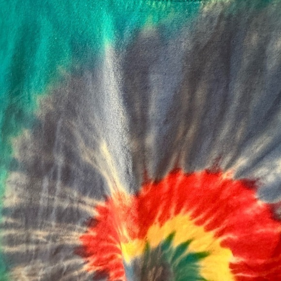 Spirit Brand Multicolored Rainbow Tie Dye Fringe Hem Short Sleeve Top - Picture 8 of 10